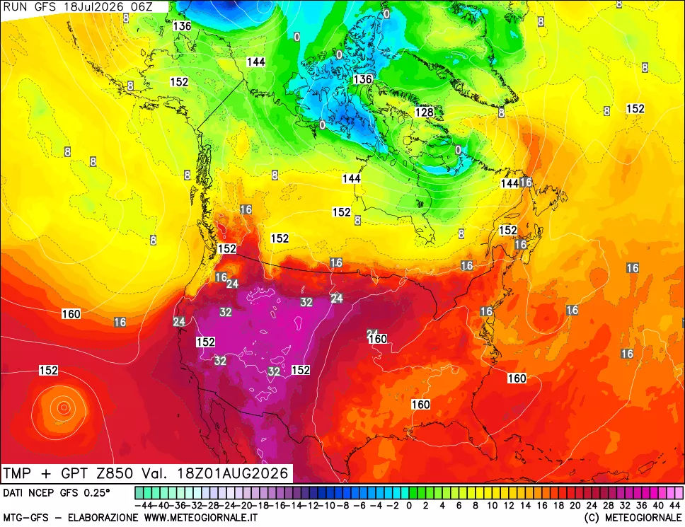 mappa 850 hPa Temp + GPT