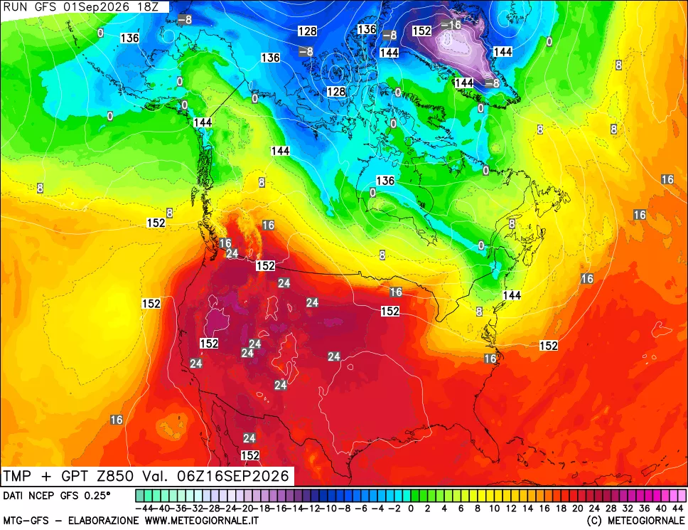mappa 850 hPa Temp + GPT