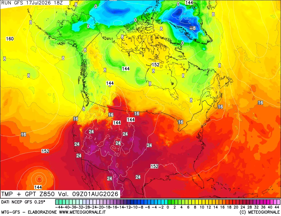 mappa 850 hPa Temp + GPT