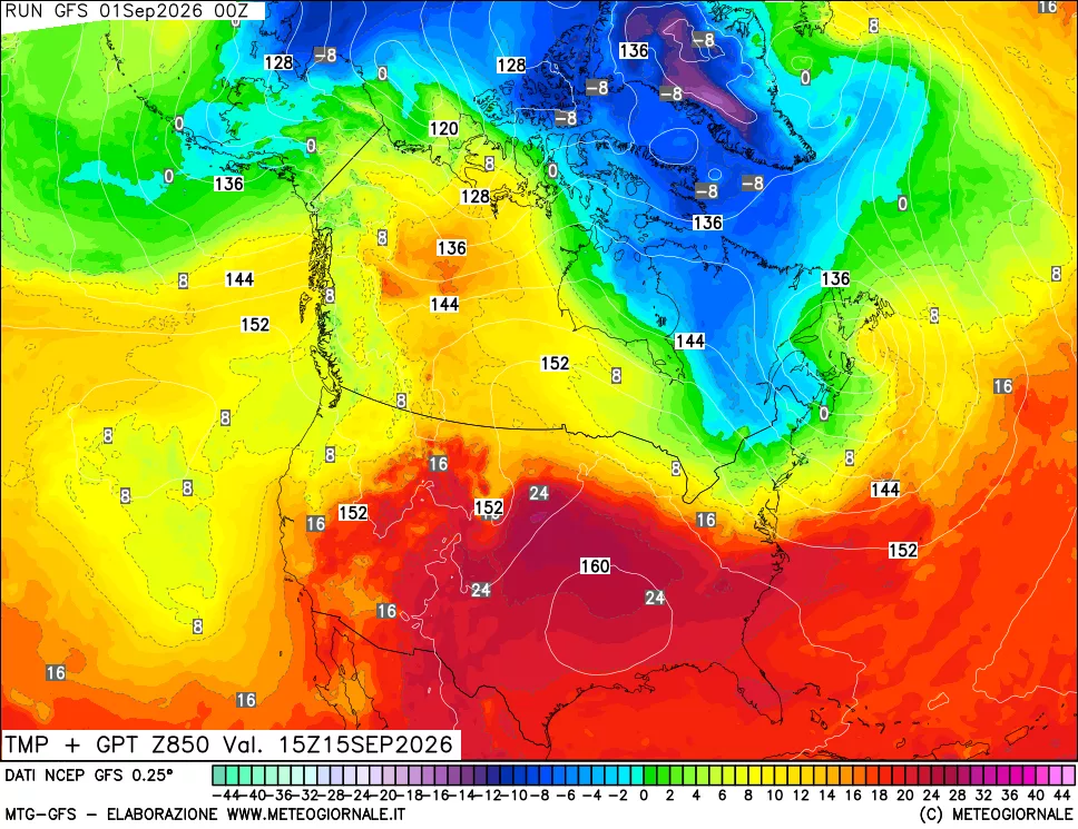 mappa 850 hPa Temp + GPT