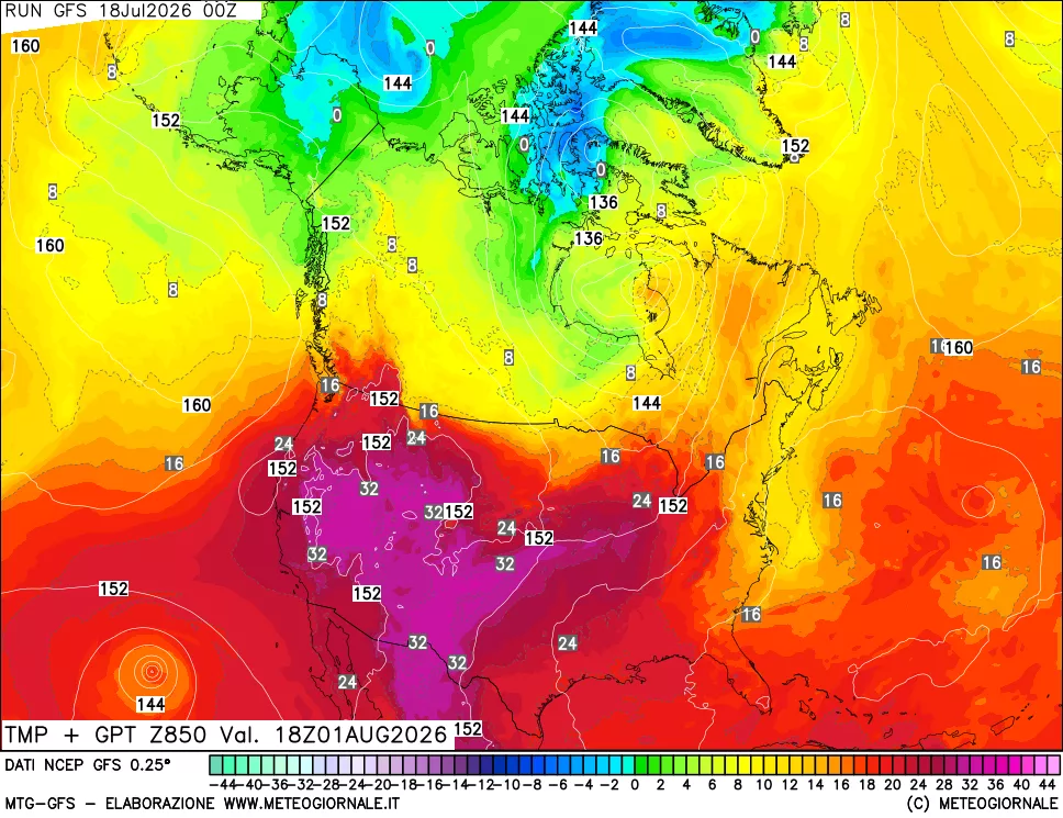 mappa 850 hPa Temp + GPT