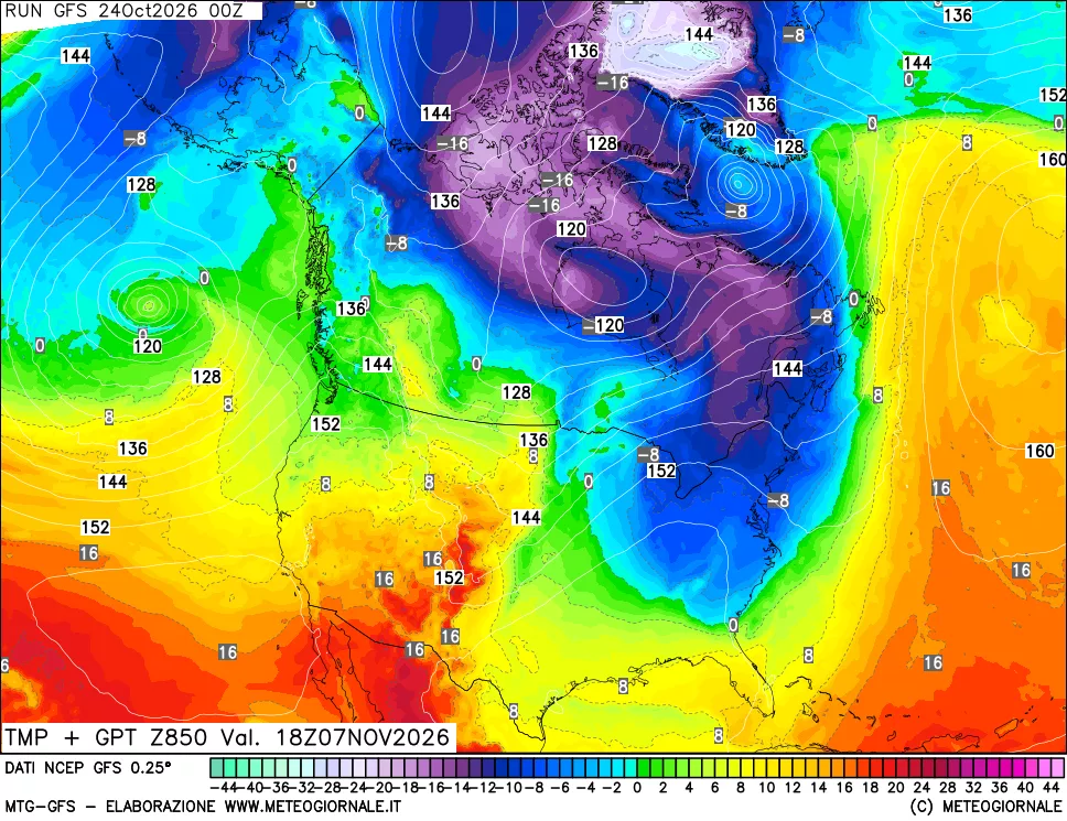 mappa 850 hPa Temp + GPT