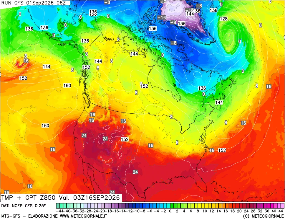 mappa 850 hPa Temp + GPT