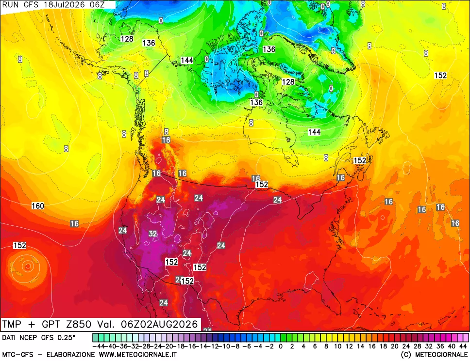 mappa 850 hPa Temp + GPT