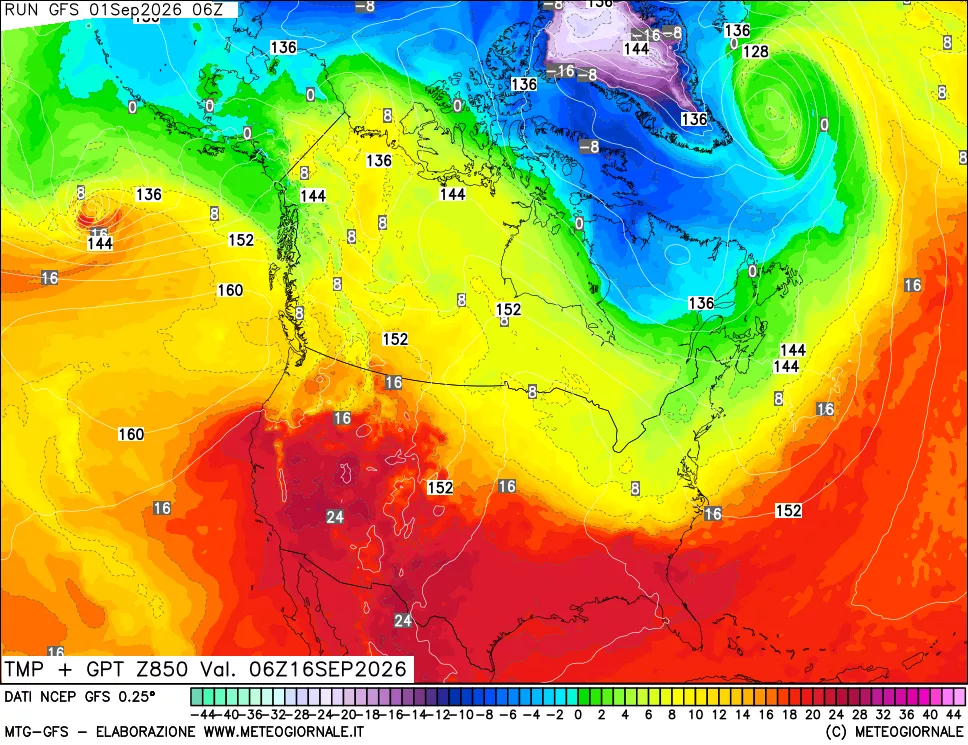 mappa 850 hPa Temp + GPT