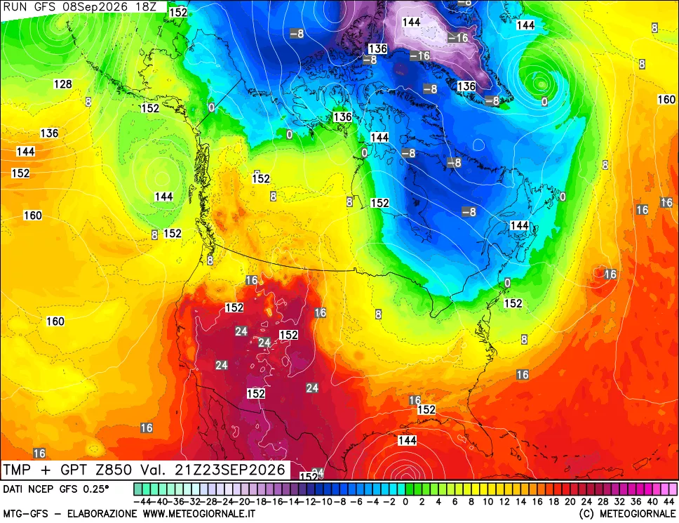 mappa 850 hPa Temp + GPT