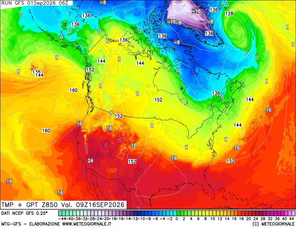 mappa 850 hPa Temp + GPT
