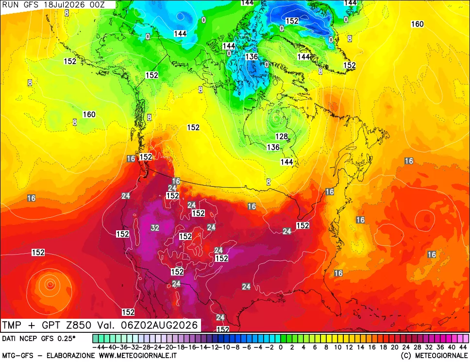 mappa 850 hPa Temp + GPT