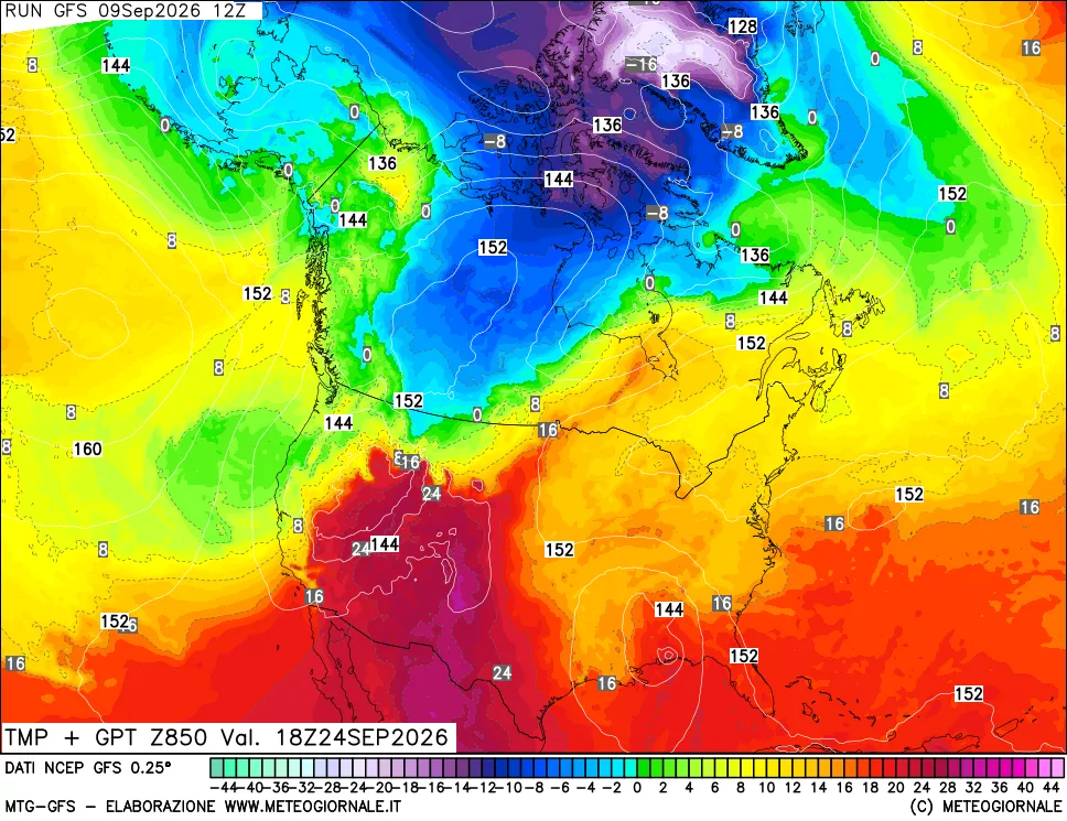 mappa 850 hPa Temp + GPT
