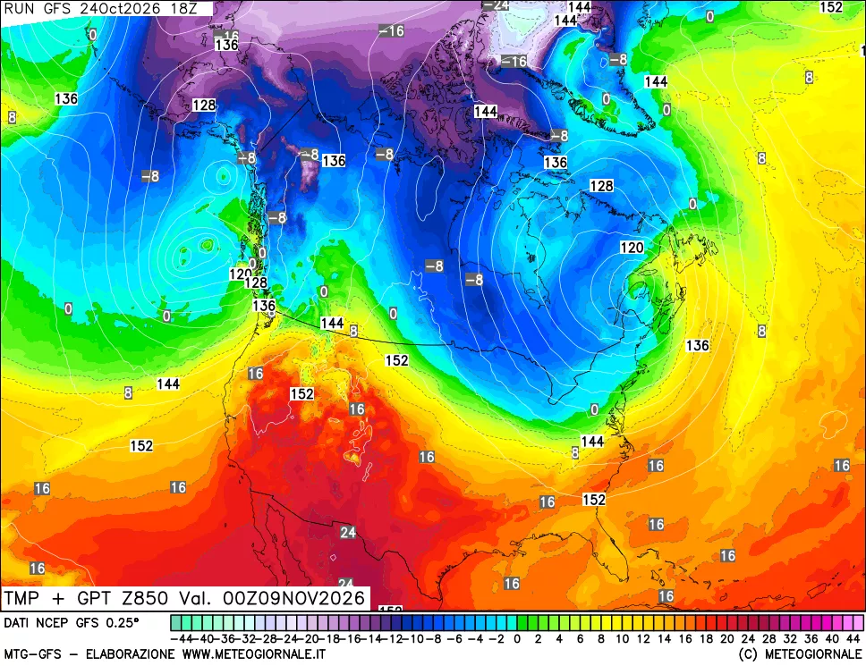 mappa 850 hPa Temp + GPT