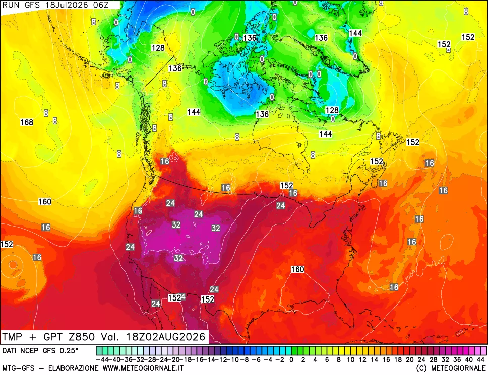 mappa 850 hPa Temp + GPT