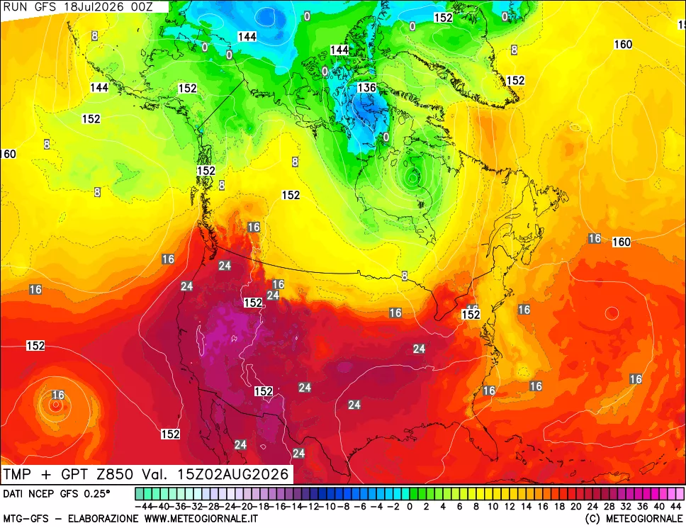 mappa 850 hPa Temp + GPT