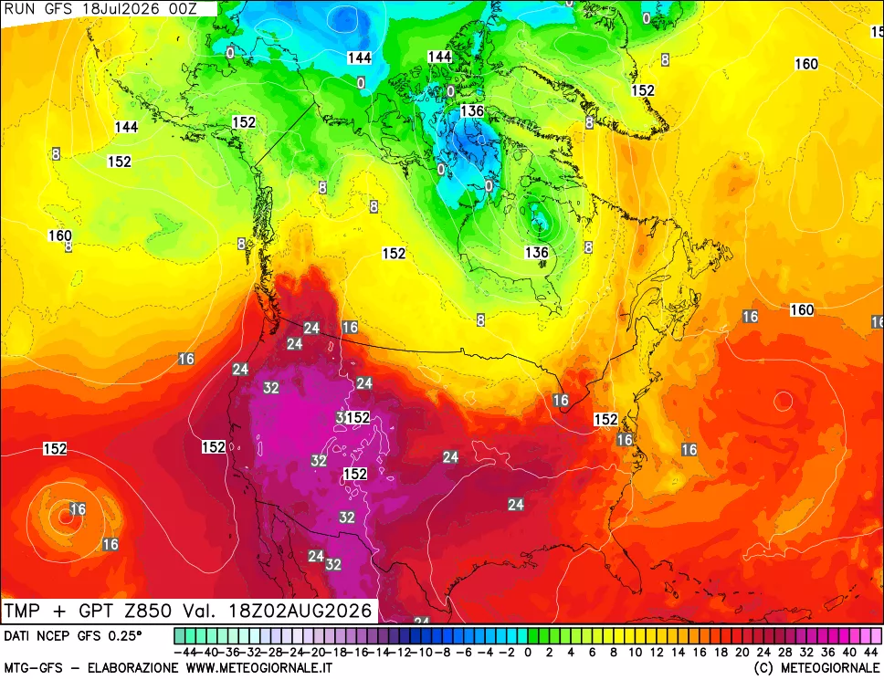 mappa 850 hPa Temp + GPT