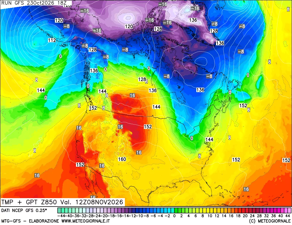 mappa 850 hPa Temp + GPT