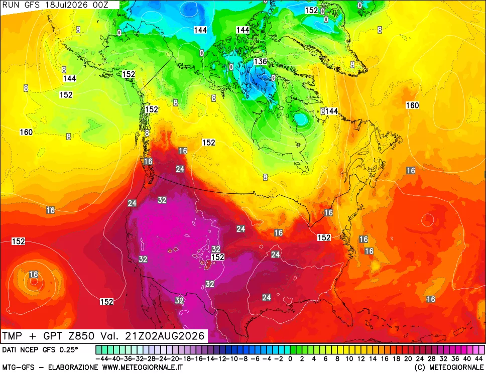 mappa 850 hPa Temp + GPT
