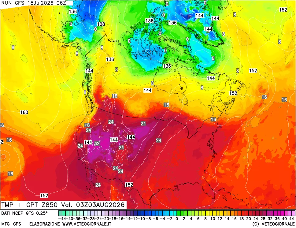 mappa 850 hPa Temp + GPT