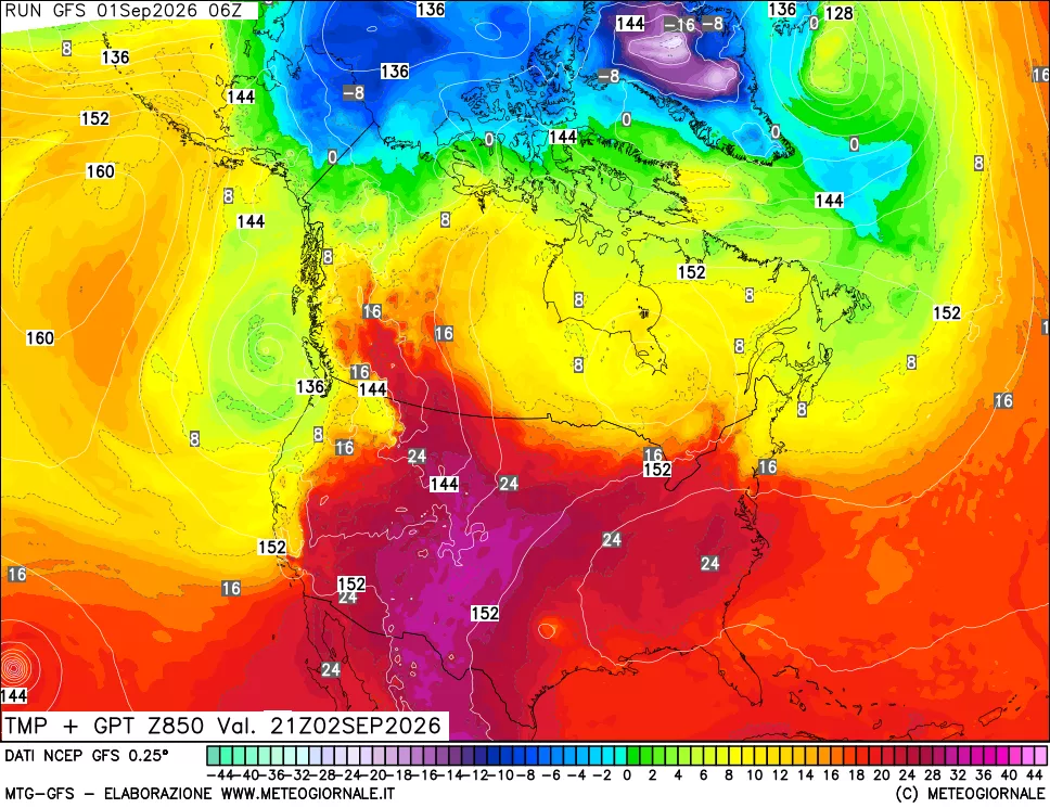 mappa 850 hPa Temp + GPT