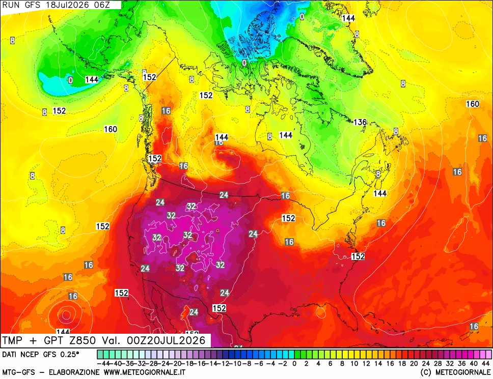 mappa 850 hPa Temp + GPT