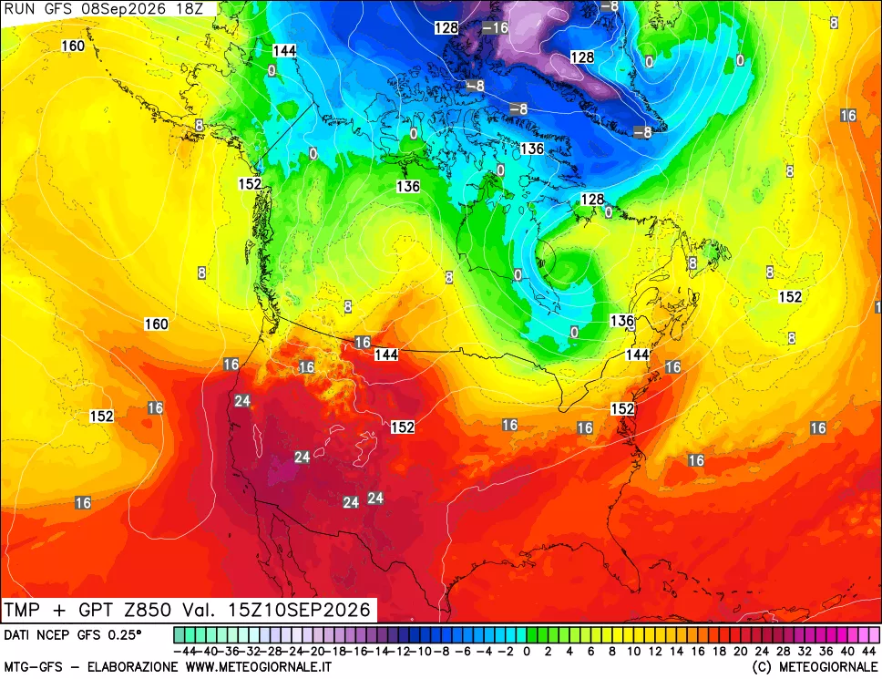 mappa 850 hPa Temp + GPT