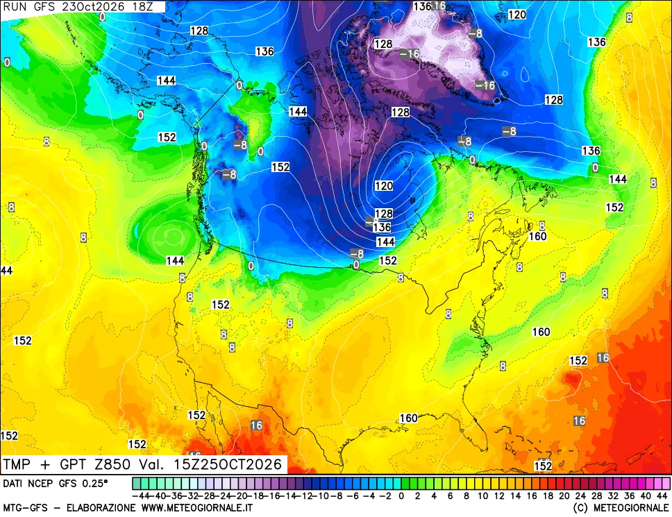 mappa 850 hPa Temp + GPT