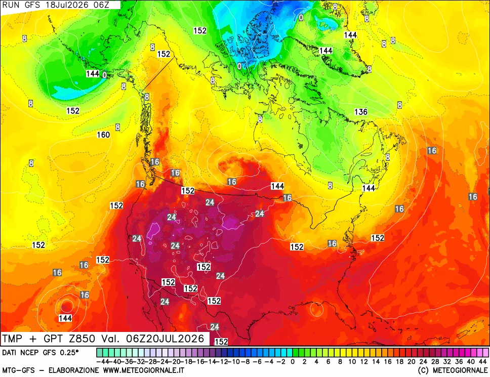 mappa 850 hPa Temp + GPT