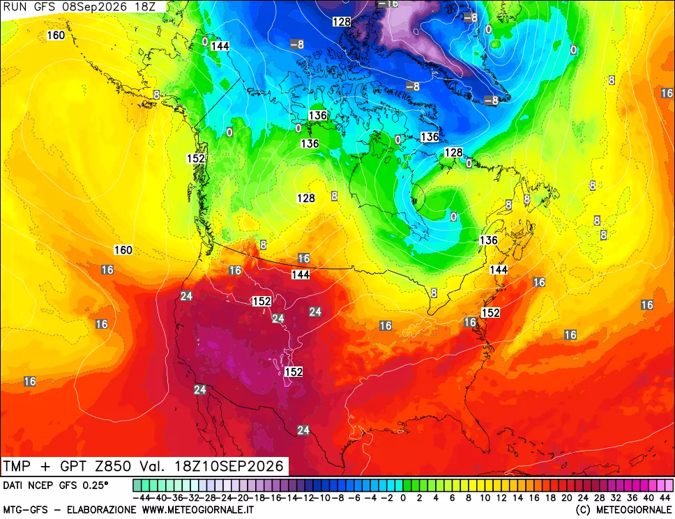 mappa 850 hPa Temp + GPT
