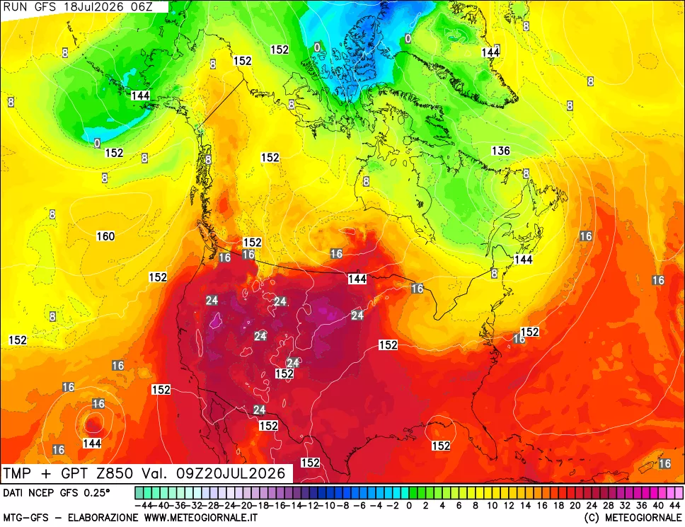 mappa 850 hPa Temp + GPT