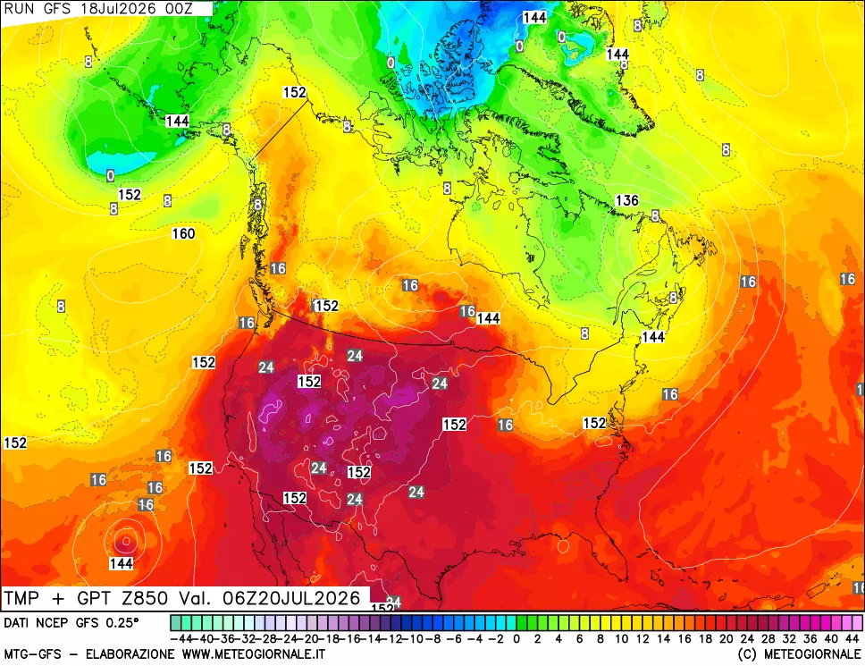 mappa 850 hPa Temp + GPT