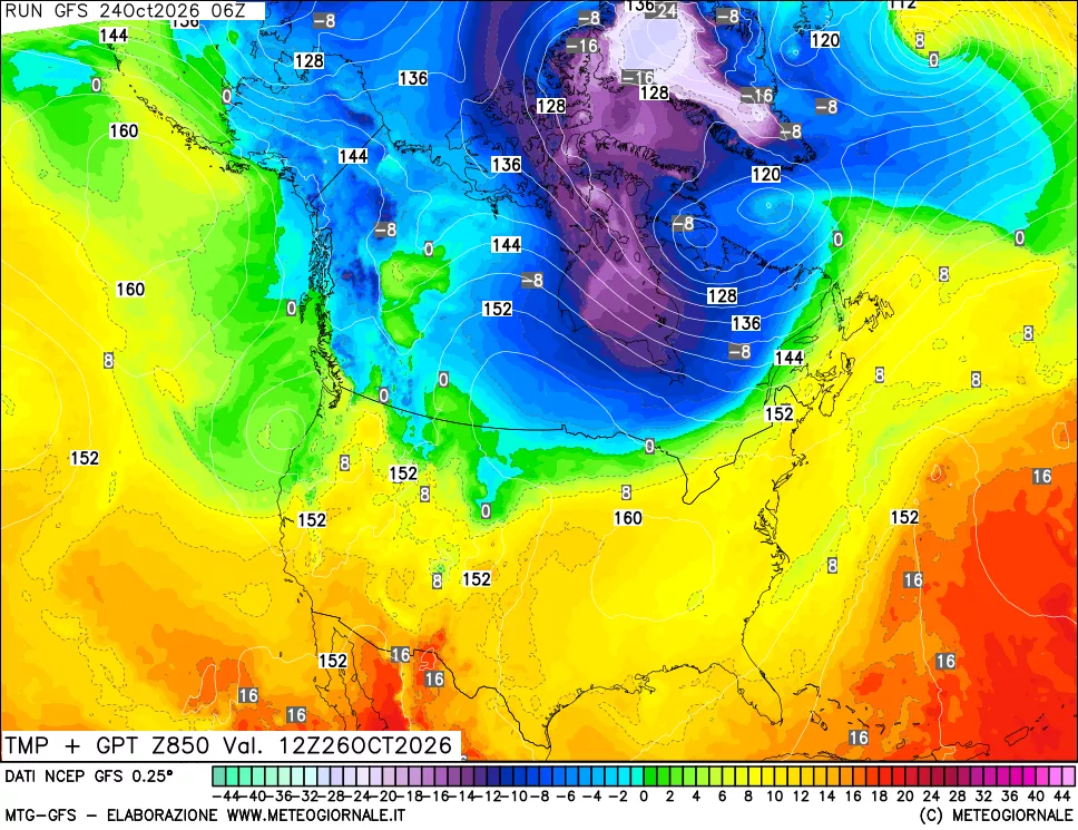 mappa 850 hPa Temp + GPT