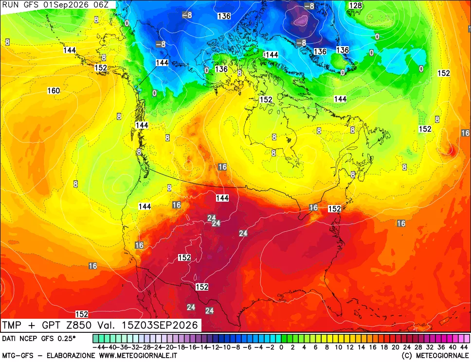 mappa 850 hPa Temp + GPT