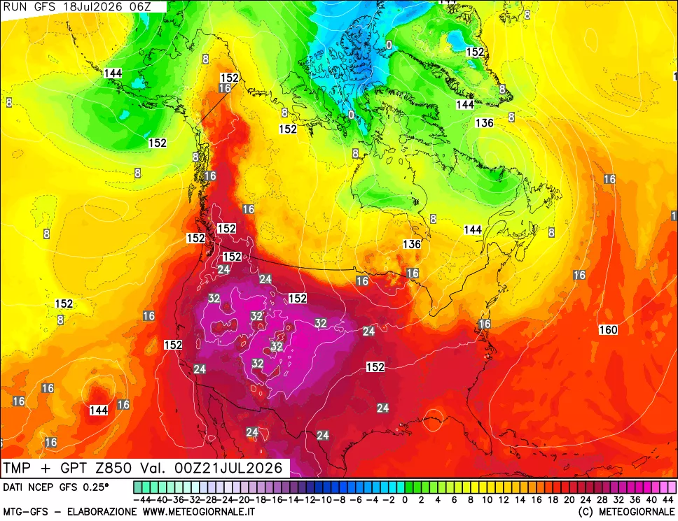 mappa 850 hPa Temp + GPT