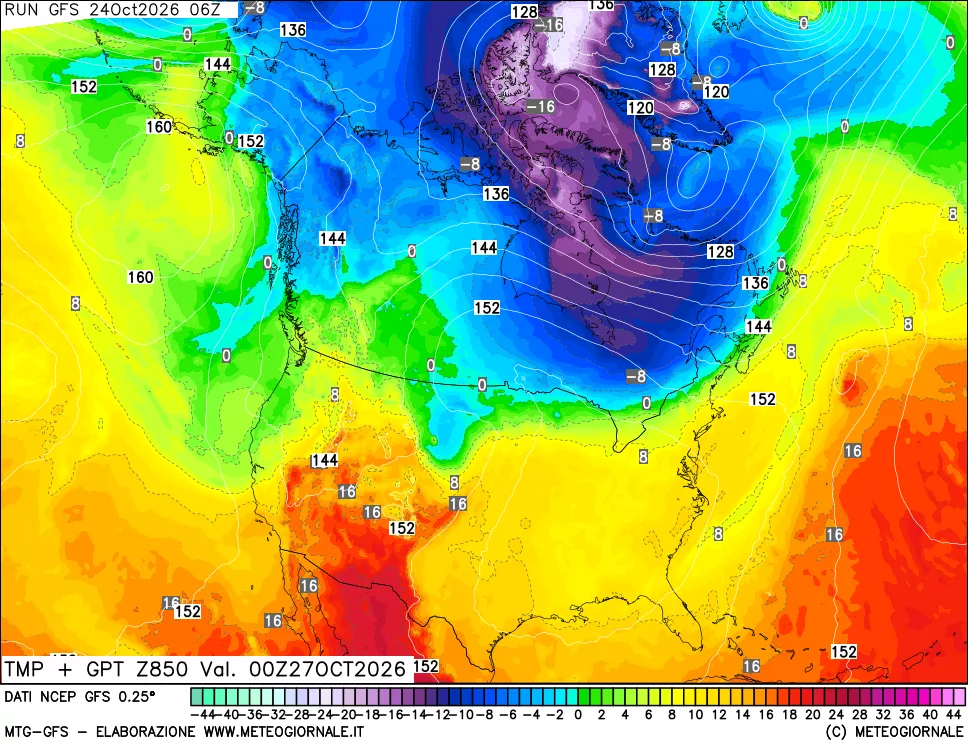 mappa 850 hPa Temp + GPT