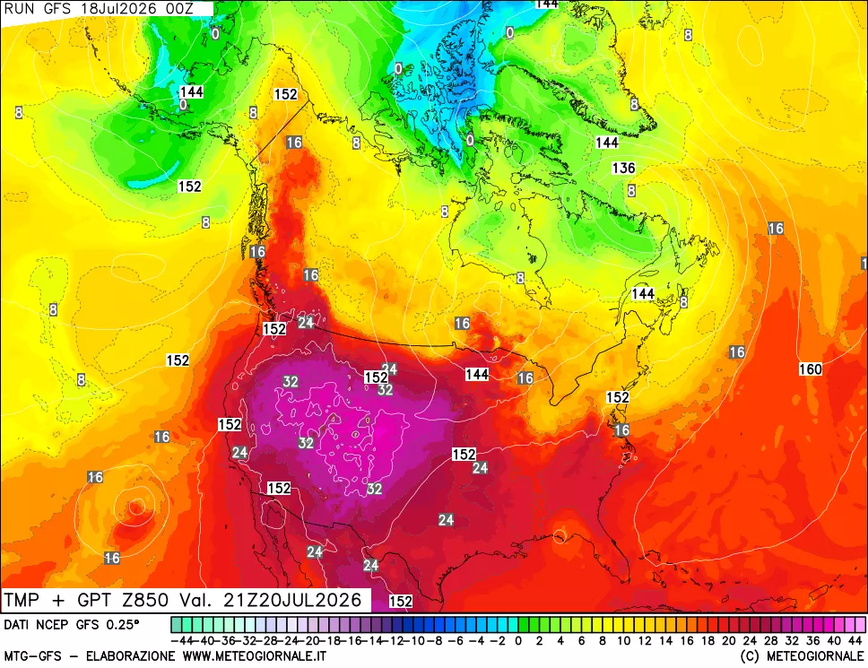 mappa 850 hPa Temp + GPT
