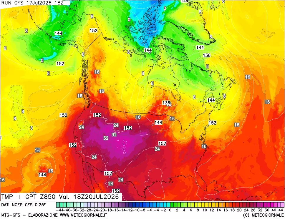 mappa 850 hPa Temp + GPT