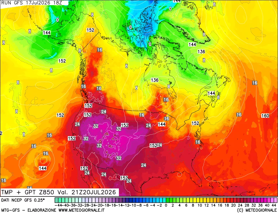 mappa 850 hPa Temp + GPT