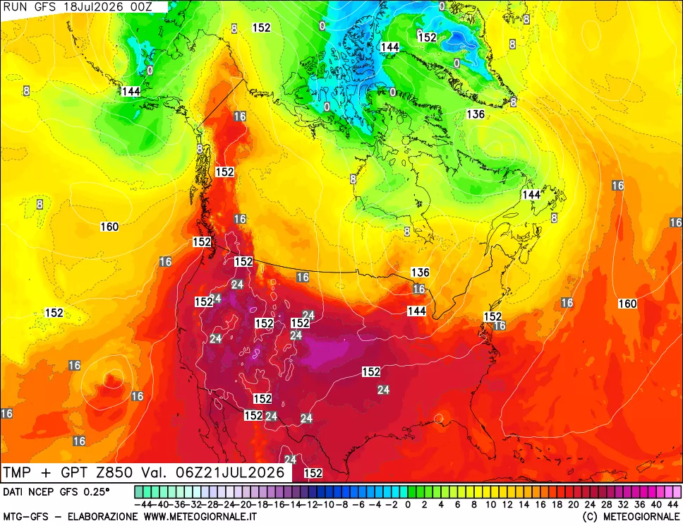 mappa 850 hPa Temp + GPT