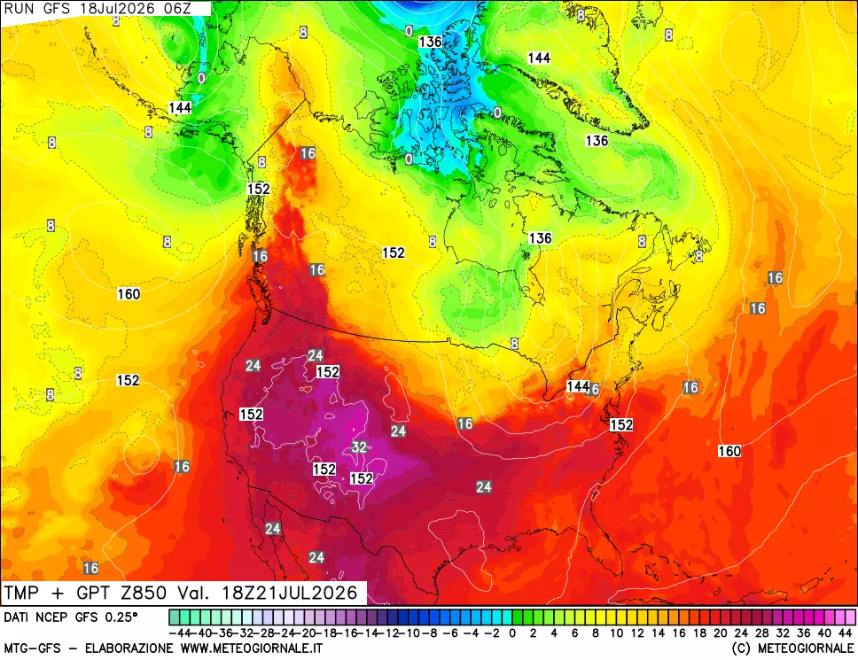 mappa 850 hPa Temp + GPT