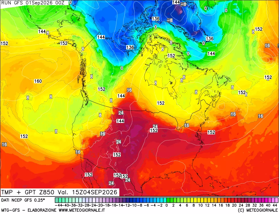 mappa 850 hPa Temp + GPT