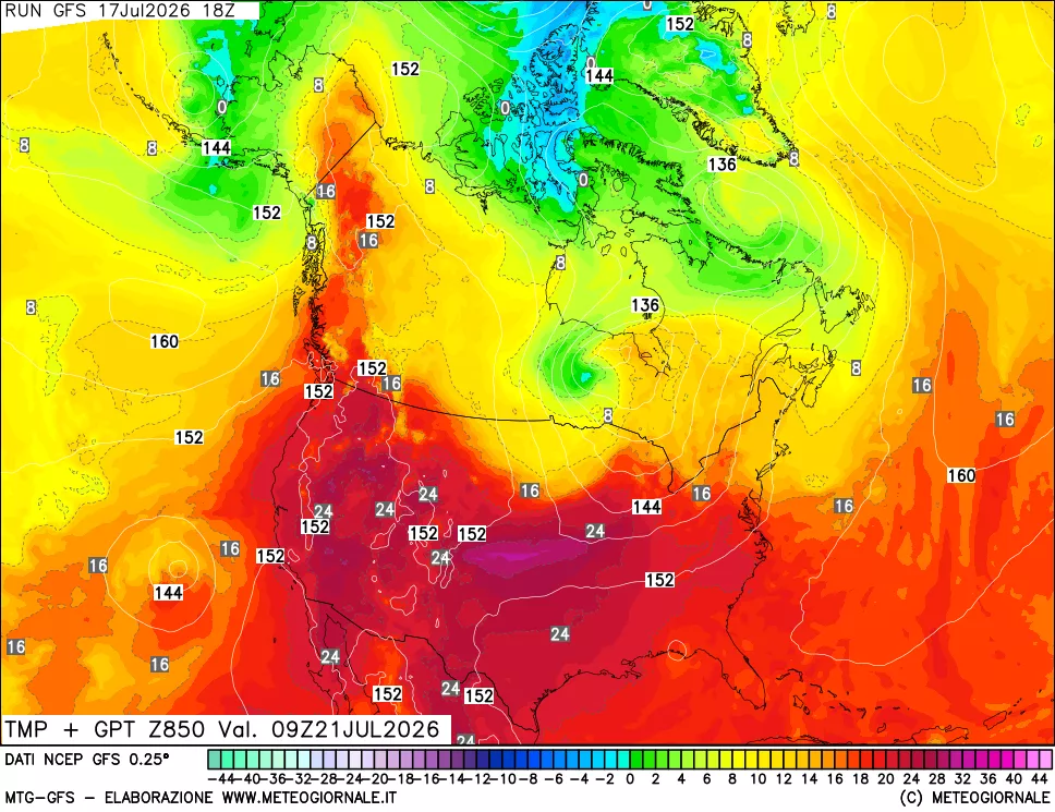 mappa 850 hPa Temp + GPT