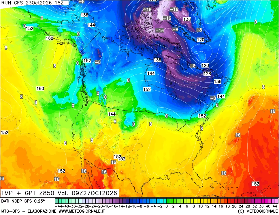 mappa 850 hPa Temp + GPT