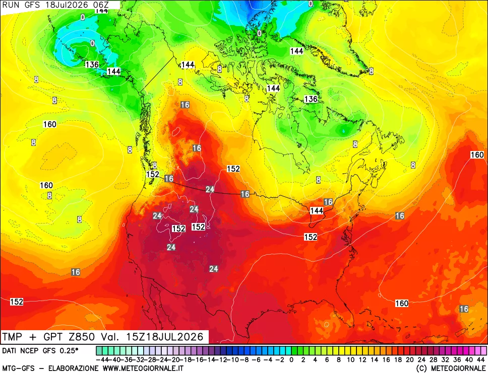 mappa 850 hPa Temp + GPT