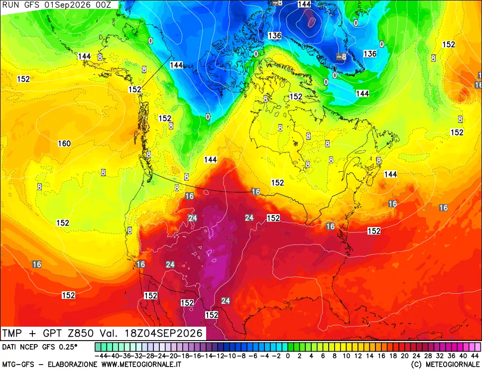 mappa 850 hPa Temp + GPT