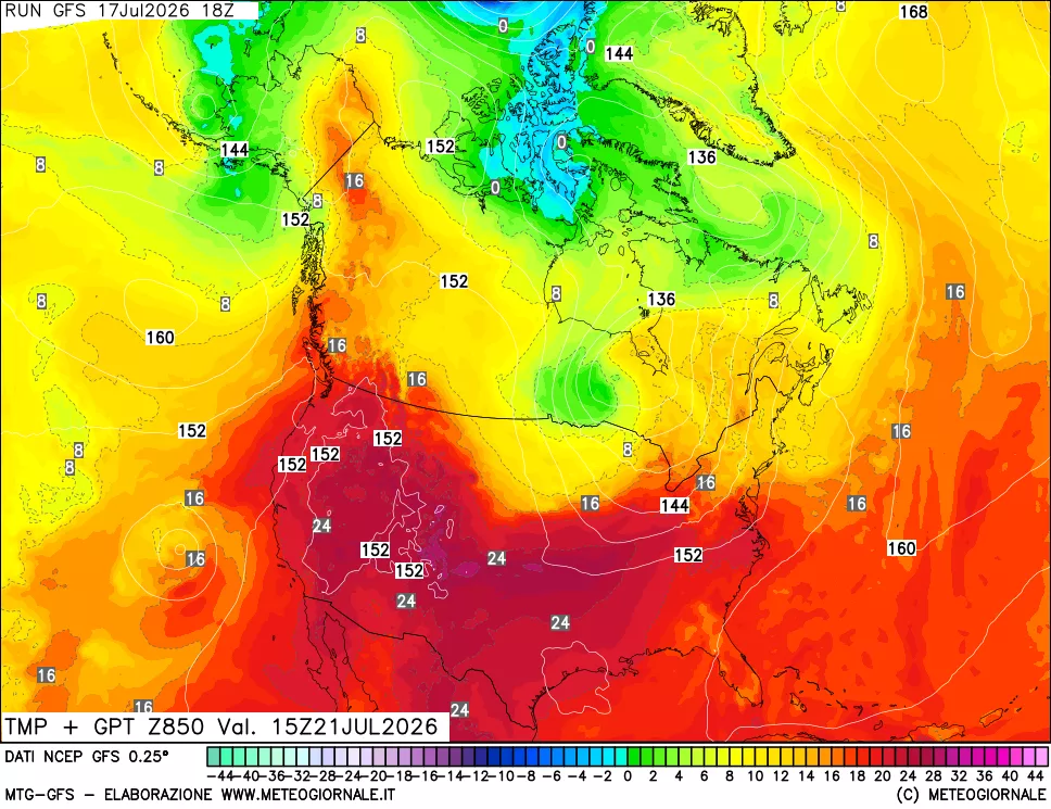 mappa 850 hPa Temp + GPT