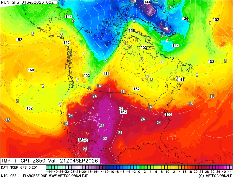 mappa 850 hPa Temp + GPT