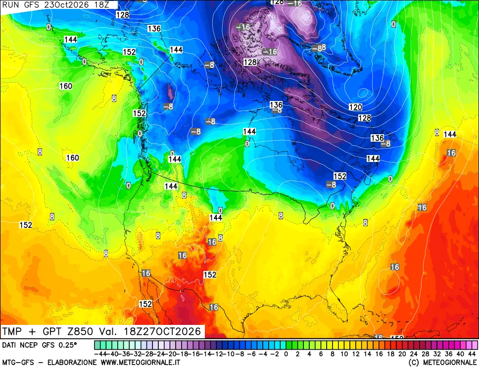 mappa 850 hPa Temp + GPT