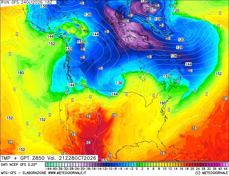 mappa 850 hPa Temp + GPT