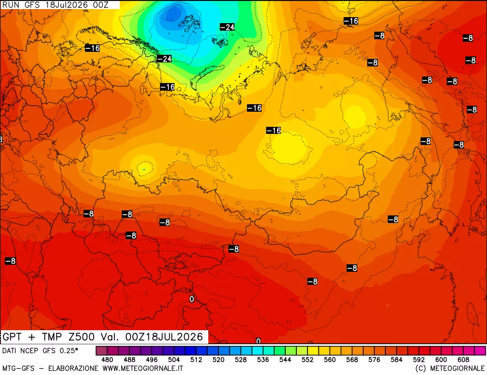mappa 500 hPa GPT + Temp
