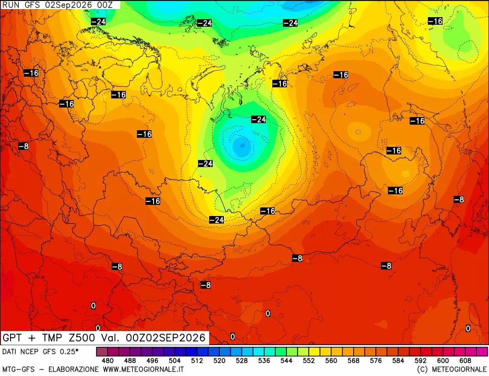 mappa 500 hPa GPT + Temp
