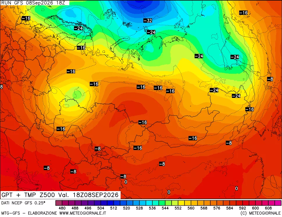 mappa 500 hPa GPT + Temp