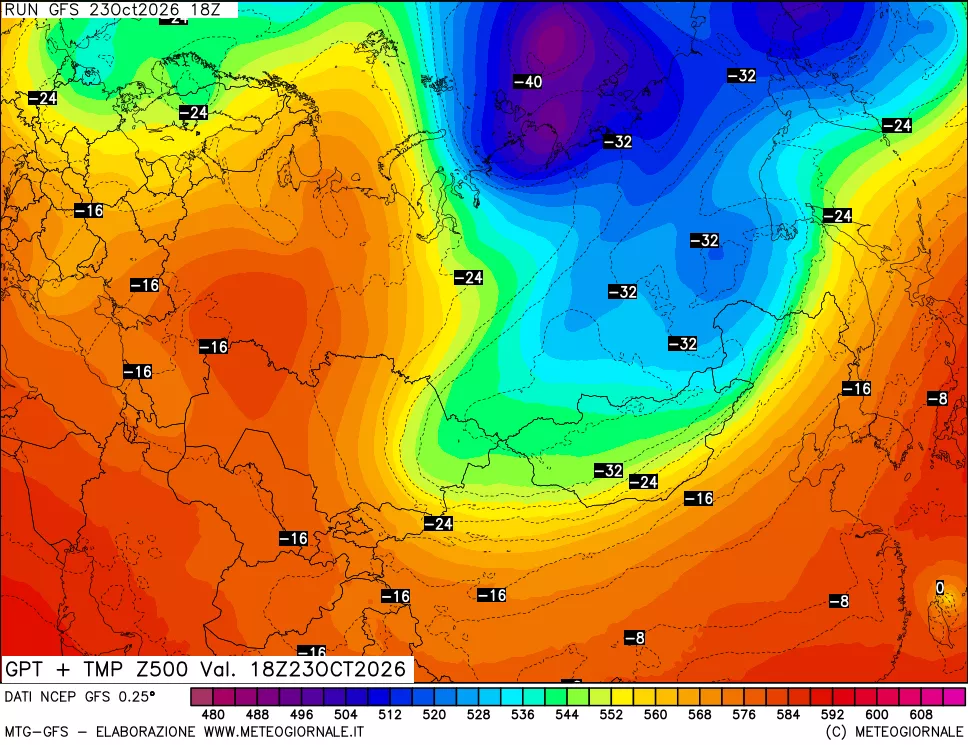 mappa 500 hPa GPT + Temp